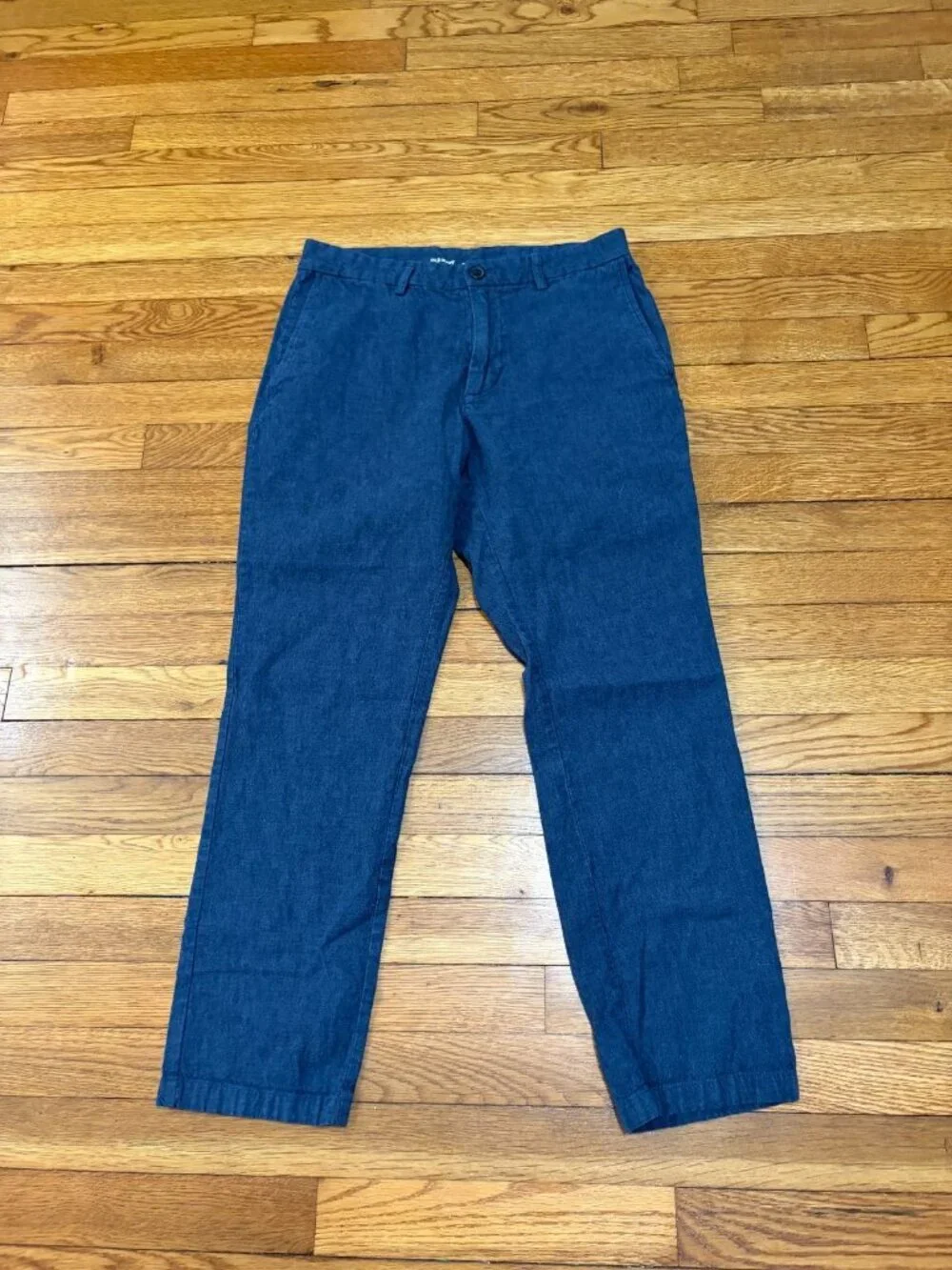 Old Navy Mens Slim Fit Pants Sz 31x28 (Tag 31x30) Blue Linen Cotton Casual Beach